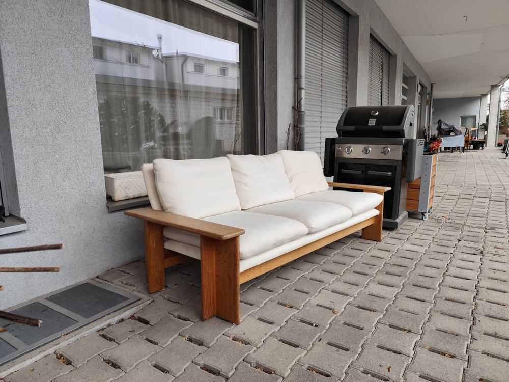 Divano (3 posti, legno massello di quercia, rivestimenti lavabili)
