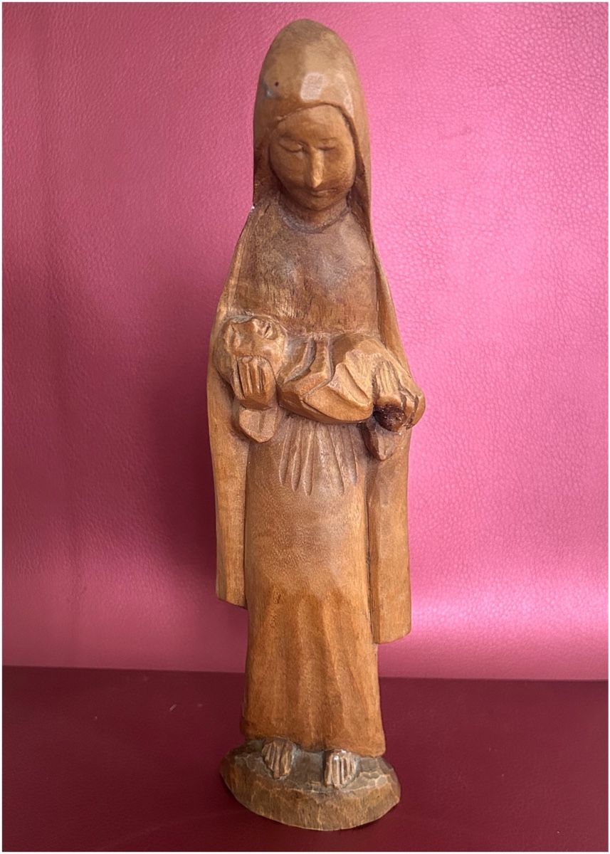 Unici, fatti a mano. Madonna con Gesù Bambino - legno - 27 cm - Image 1