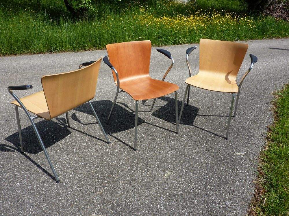 3 Sedie Sedie impilabili Sedie in legno Hansen Magistretti VicoDuo - Image 2