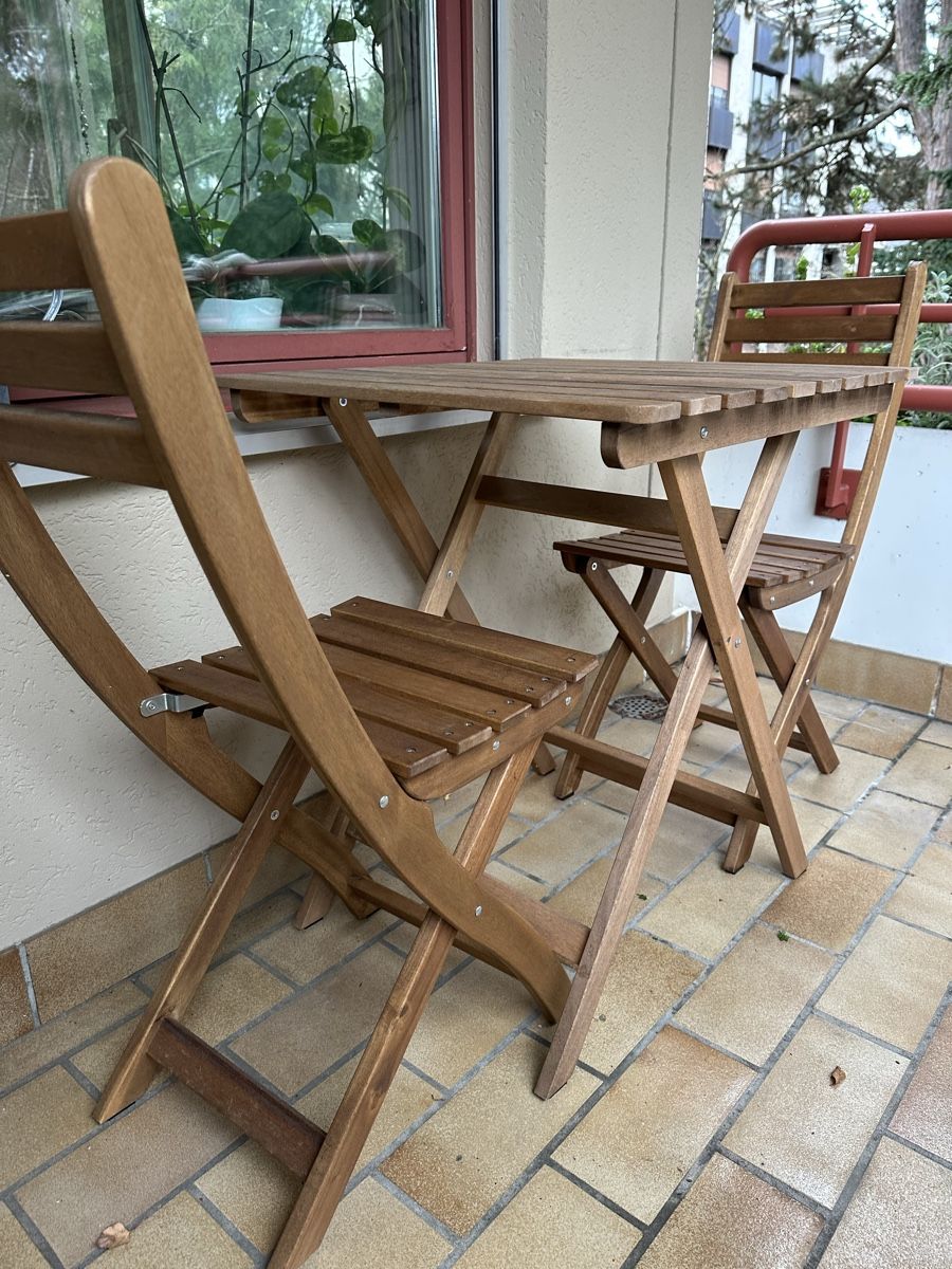 Tavolo e due sedie pieghevoli, all'aperto, Ikea Askholmen - Image 3