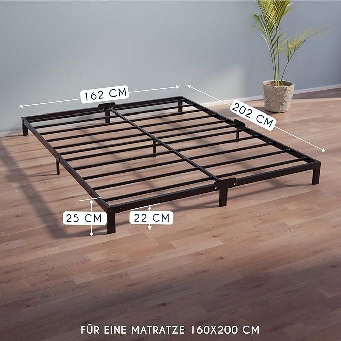 Bettgestell 160x200x25cm mit Lattenrost aus Metall Robust - Image 2