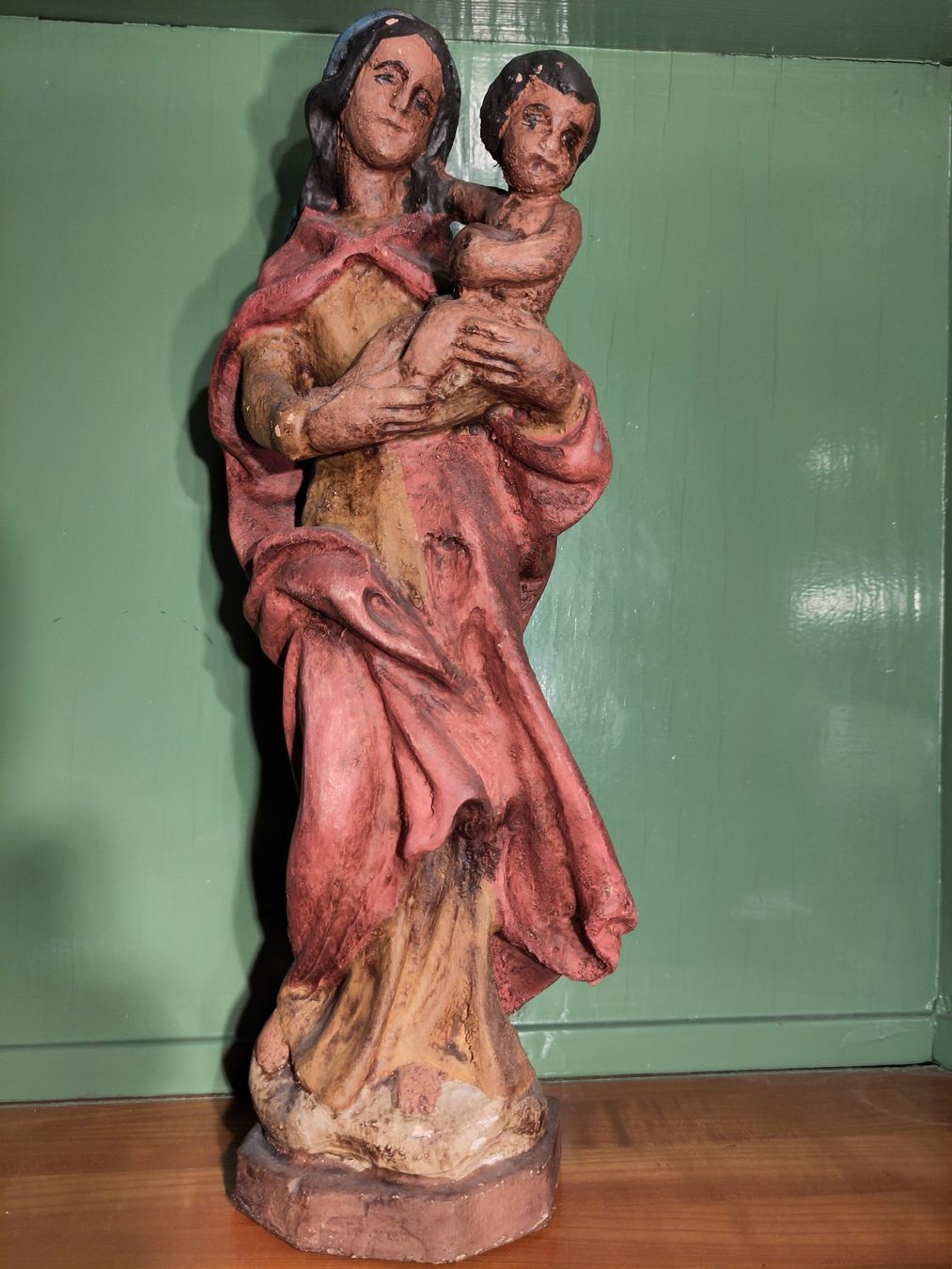 Madonna con bambino, figura in legno, antica, arte sacra 40cm - Image 1