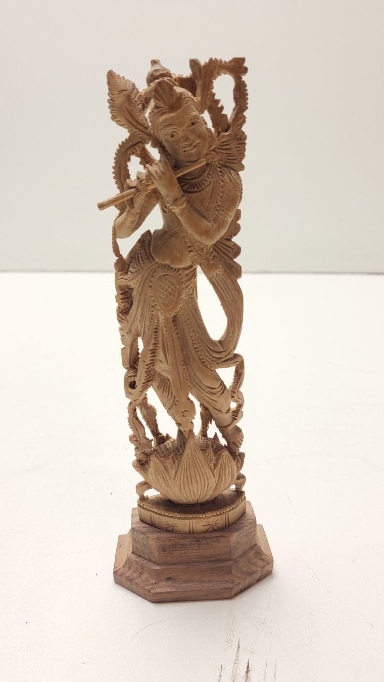 Figure in legno di Krishna e Buddha (2) - Image 3