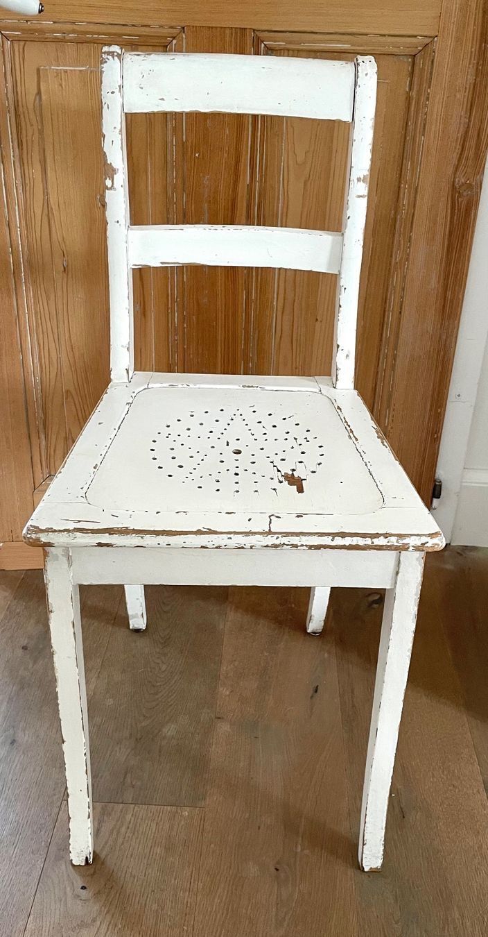 Chaise blanche in legno vintage Shabby chic Holzstuhl Weiss - Image 1