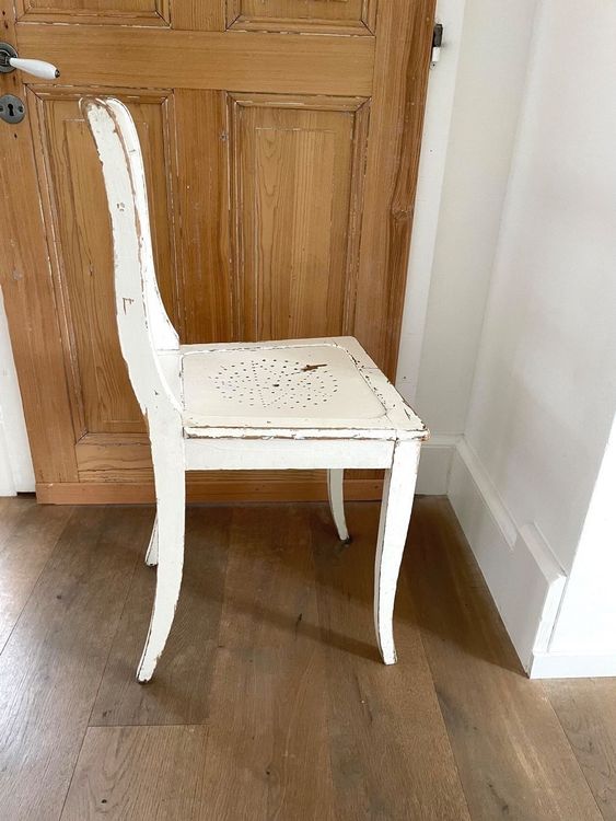 Chaise blanche in legno vintage Shabby chic Holzstuhl Weiss - Image 2