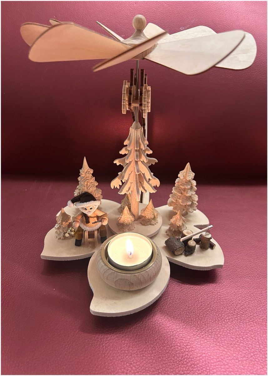 Decorazioni natalizie - Babbo Natale con slitta - Arte in legno - Image 1