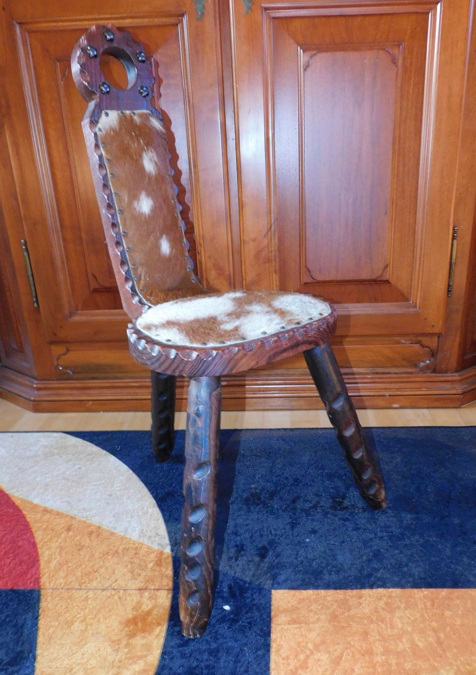 Sedia Sedia singola per chalet m Kuhfell Rustico in legno massiccio - Image 1