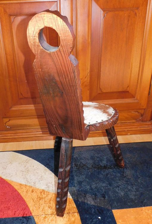 Sedia Sedia singola per chalet m Kuhfell Rustico in legno massiccio - Image 2