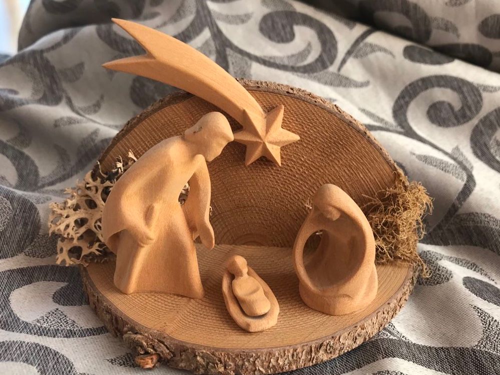 Mini-crib, crib, Holy Family, from South Tyrol