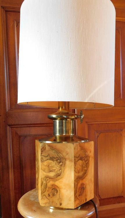 Design 70s gr lampada da terra - lampada con fusto di legno circa 86 cm