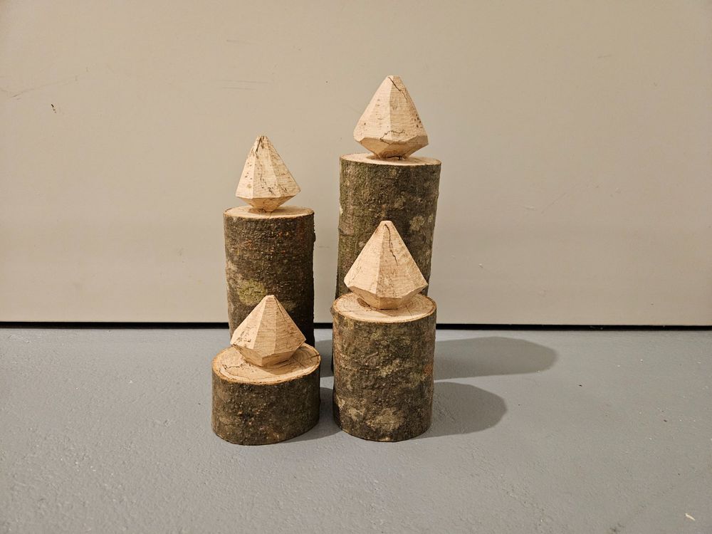 Set di decorazioni in legno: 4 candele fatte a mano