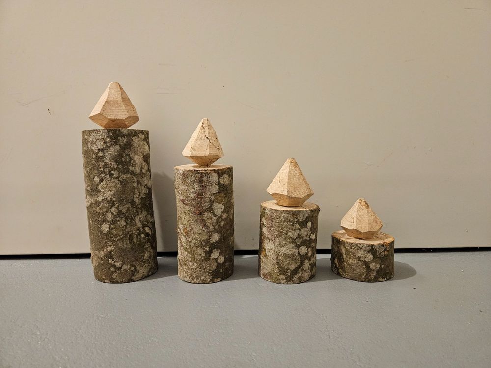 Set di decorazioni in legno: 4 candele fatte a mano - Image 2