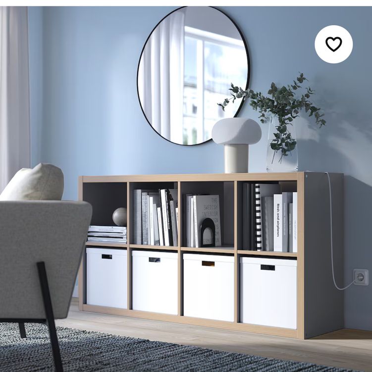 Regal Ikea in grigio/legno di quercia, 8 scomparti