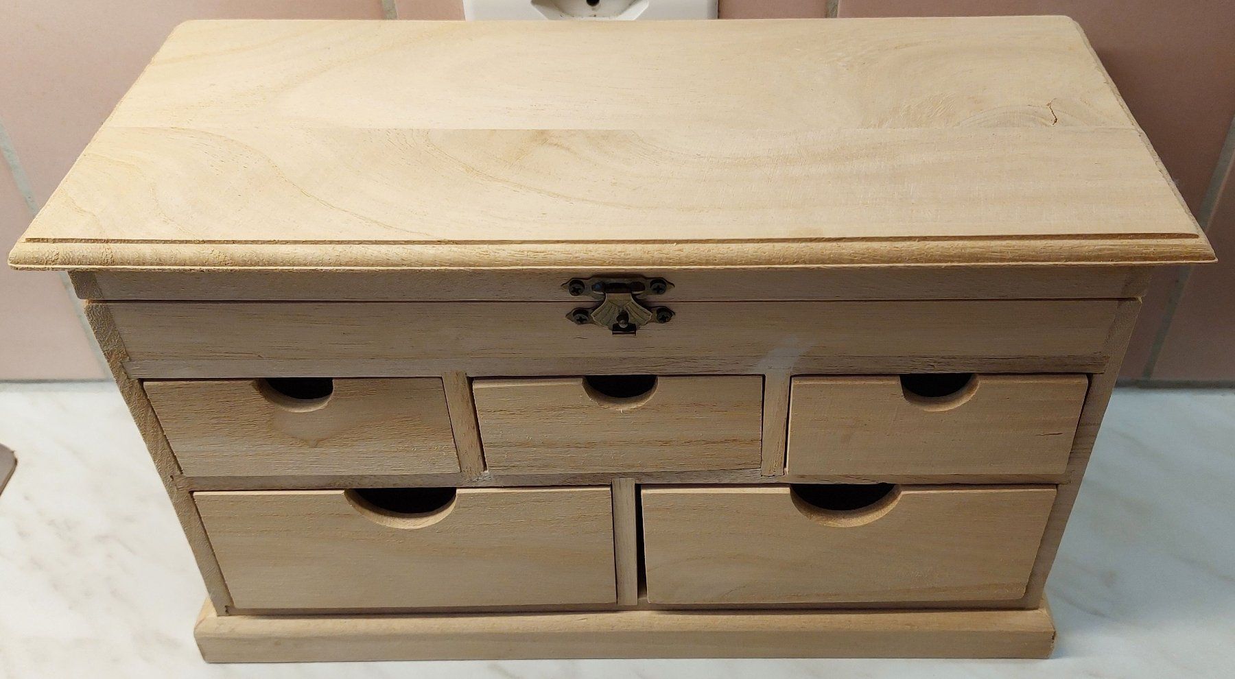 Scrigno in legno / scrigno per gioielli con 5 cassetti - Image 1