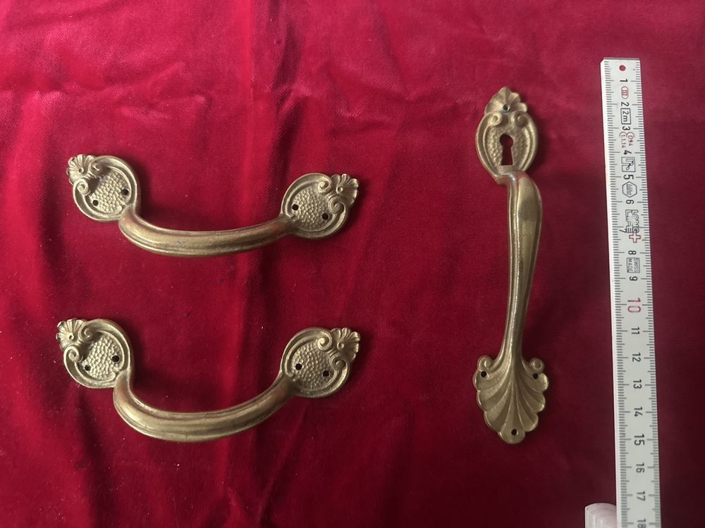 3 maniglie in ottone antiche, maniglie per cassetti, look vintage! - Image 2