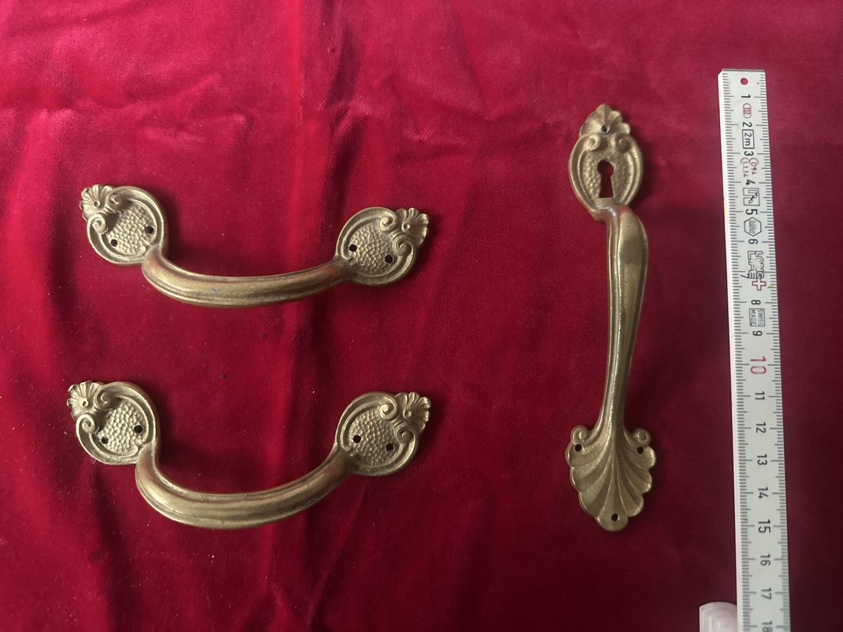 3 maniglie in ottone antiche, maniglie per cassetti, look vintage! - Image 3