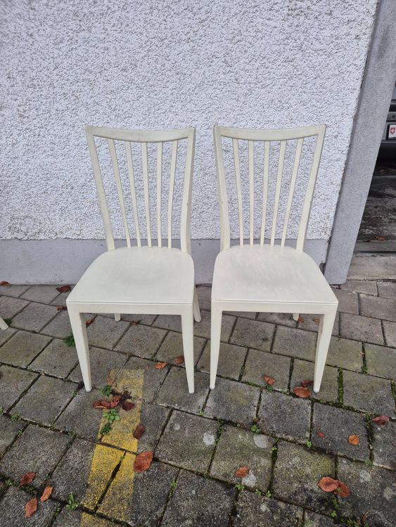 2 sedie, legno, stile vintage, shabby chic, avorio