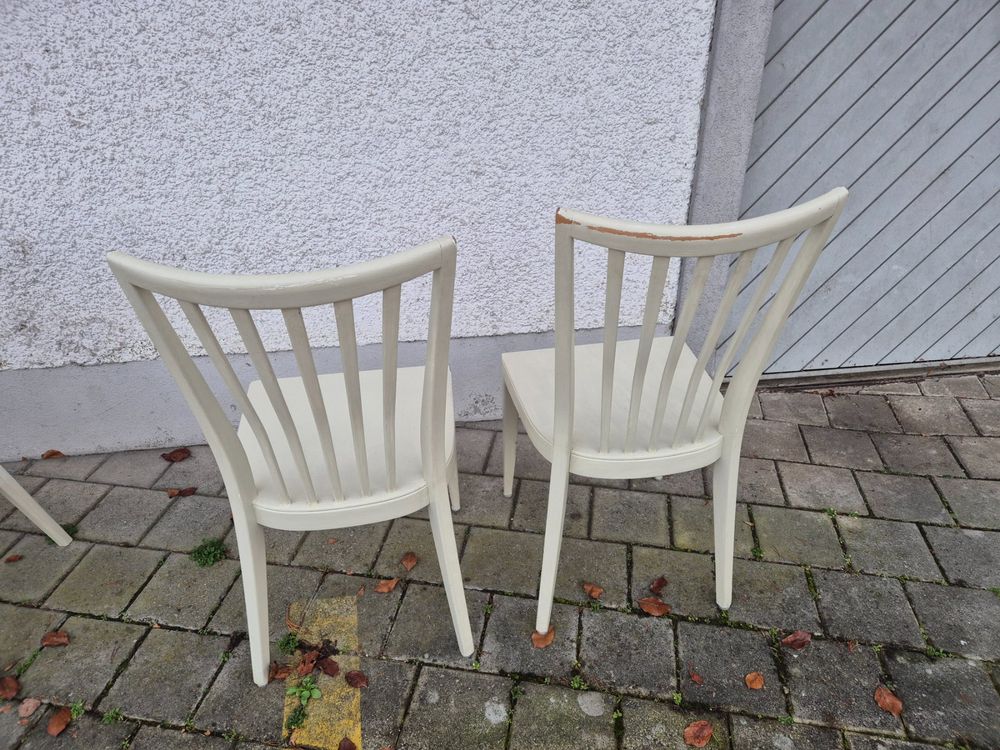 2 sedie, legno, stile vintage, shabby chic, avorio - Image 2