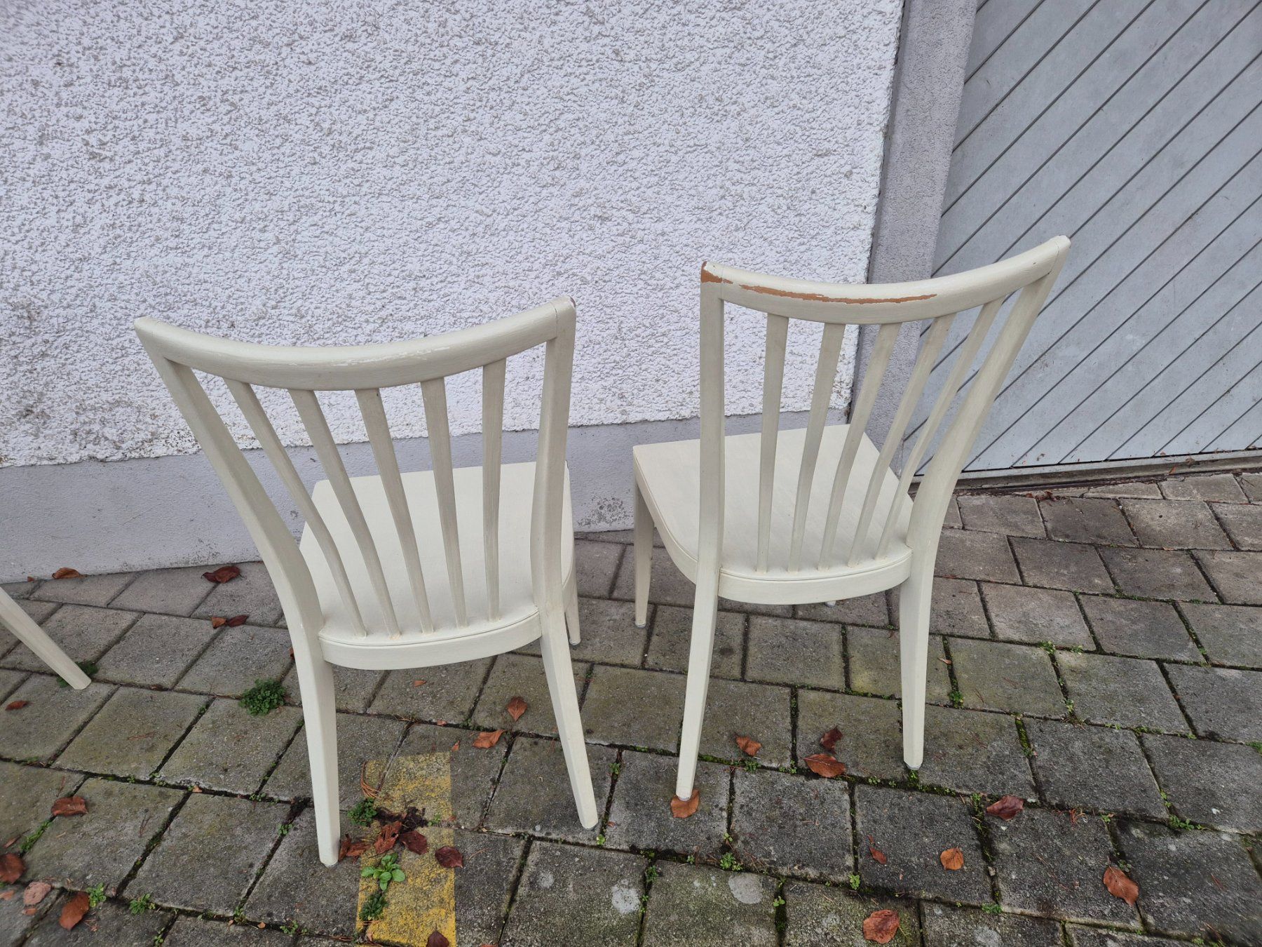 2 sedie, legno, stile vintage, shabby chic, avorio - Image 3