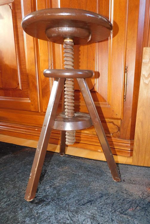 Hocker in legno massiccio vecchio sgabello girevole 58 cm di altezza