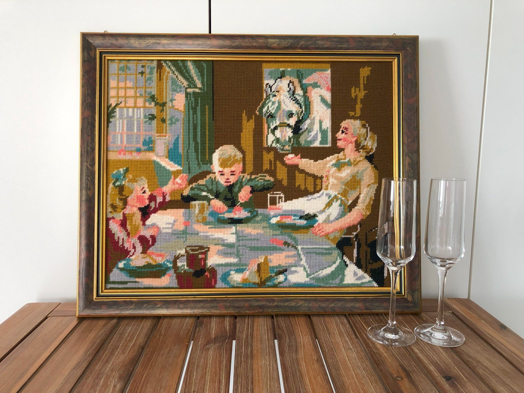 Scene di Gobelin affettuosa, cornice 57 cm di larghezza x 47 cm di altezza - Image 3