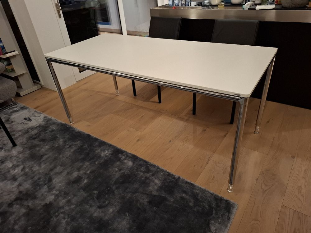 2 x Bosse Bürotische, weiß, verchromt, Schweizer Designklass - Image 2