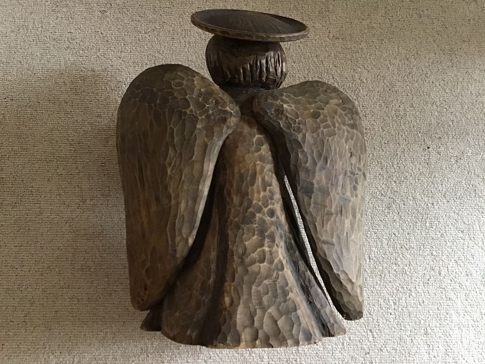 Figura in legno angelo, antica, scolpita, altezza 49 cm - Image 2