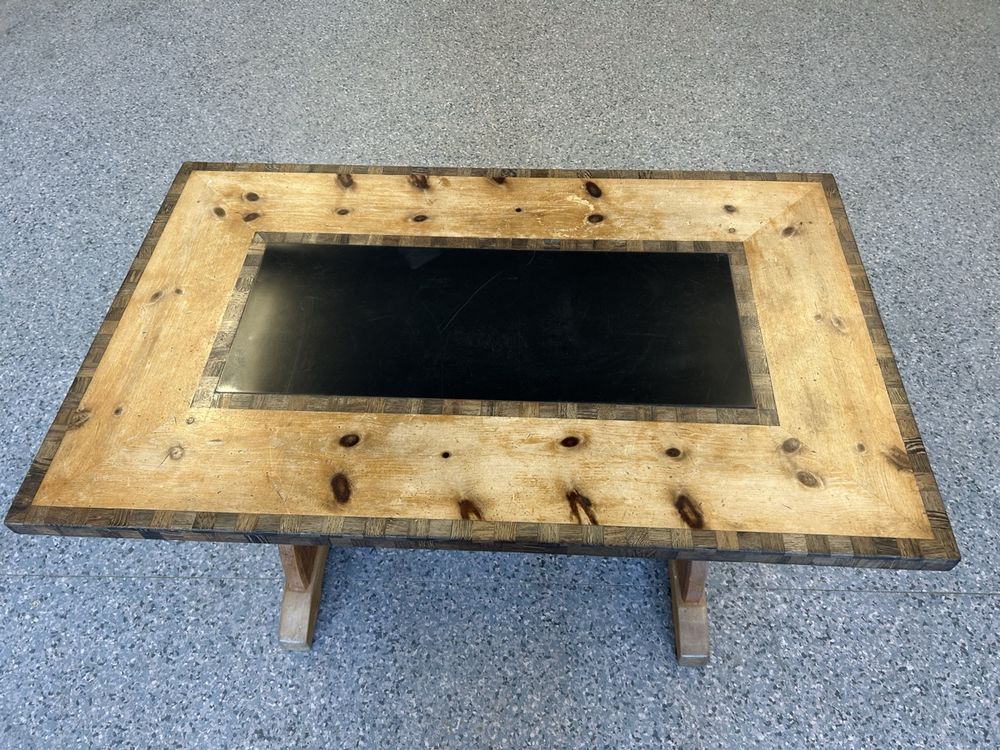 Tavolo da salone in legno di abete con inserto