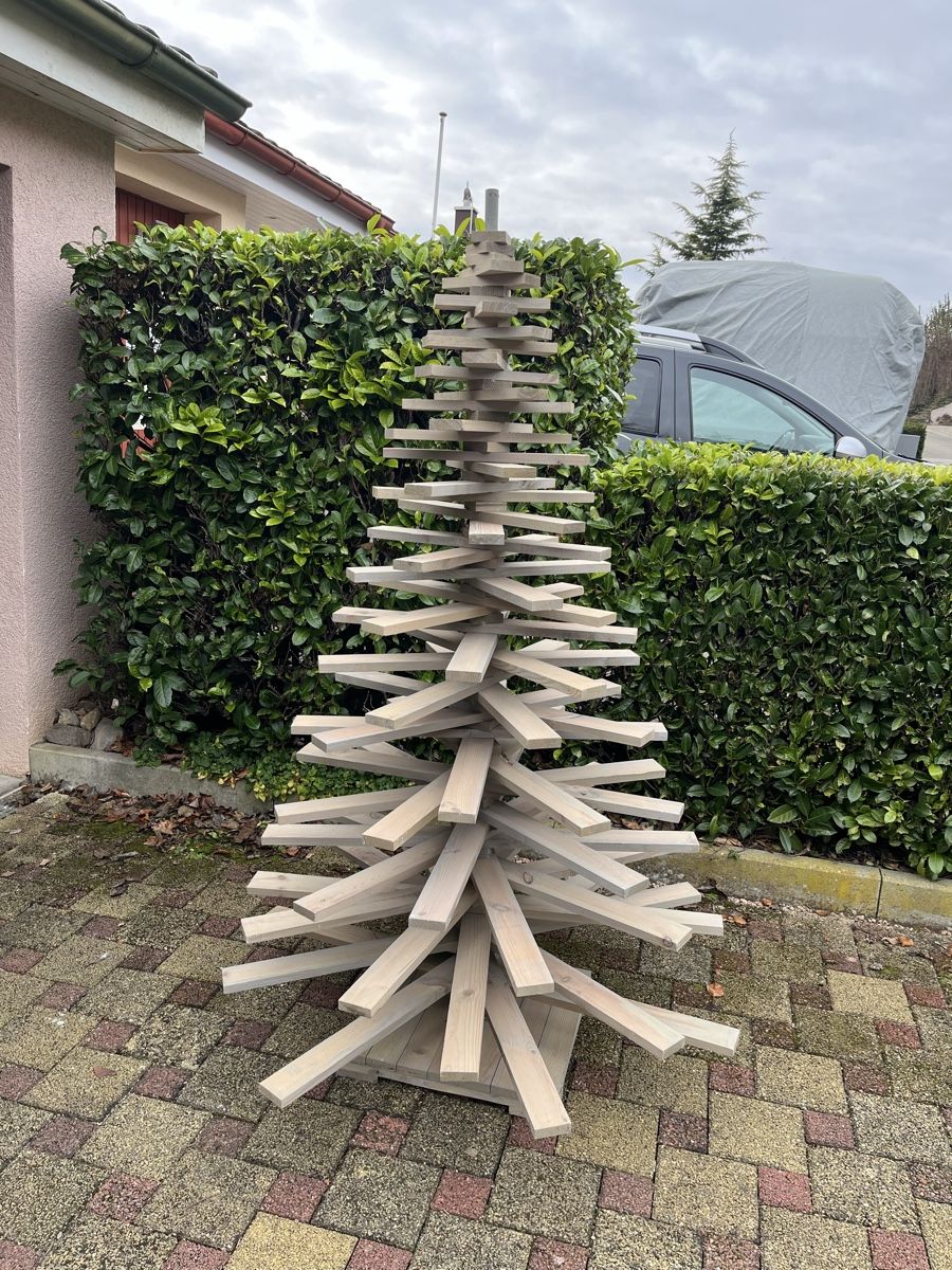 Albero di Natale in legno 190 cm di altezza, grande albero stabile, legno naturale - Image 1