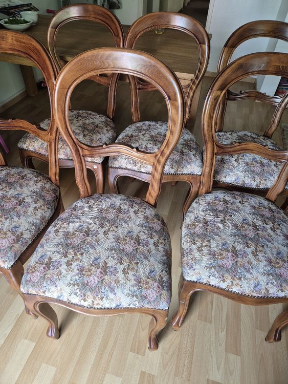 6 sedie antiche, legno, imbottite, look vintage - Image 2