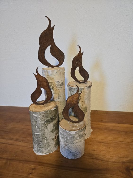 Set di 4 candele di legno natalizie con fiamma a rugiada Handmade!
