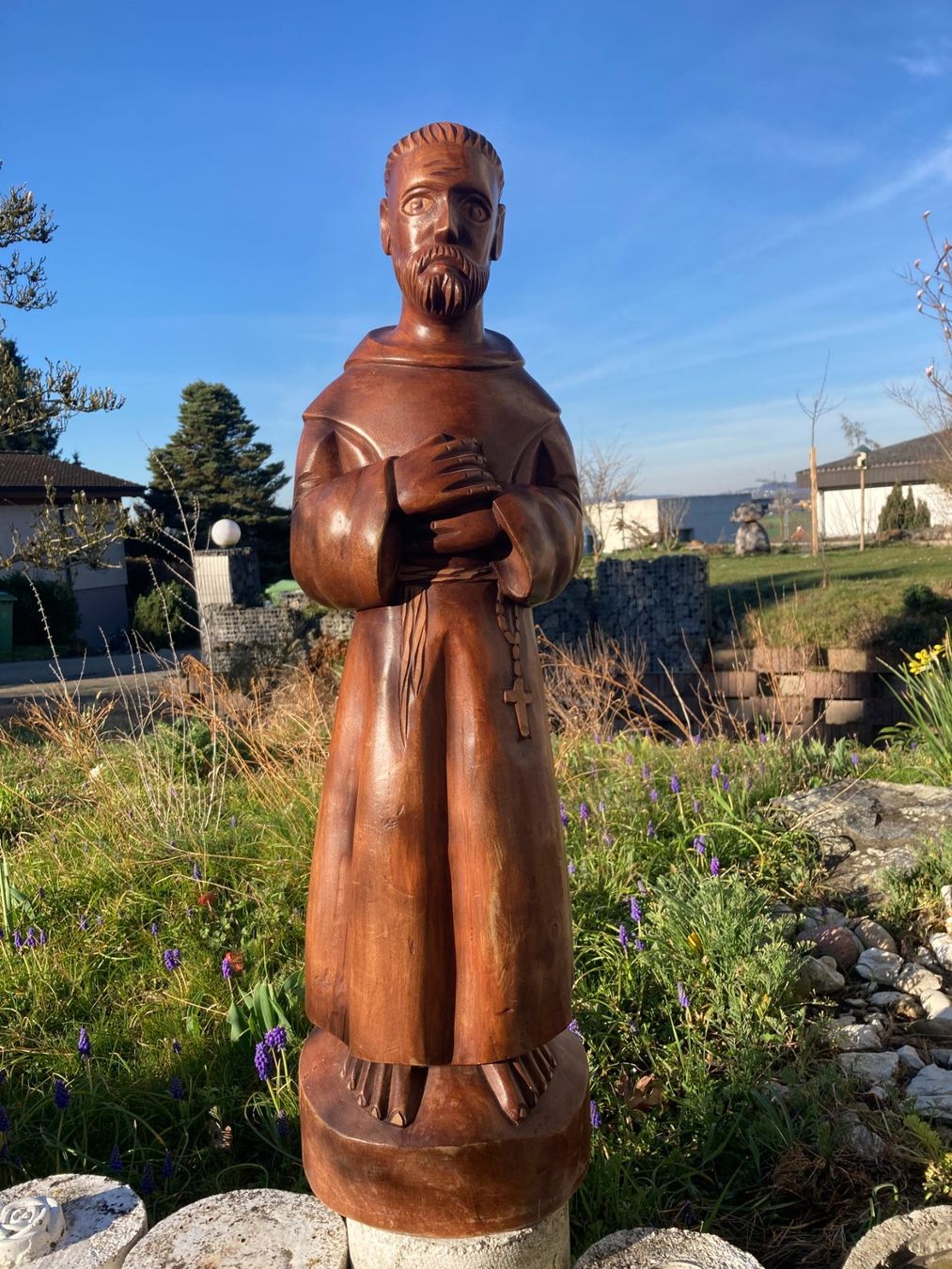Heiligenfigur Mönch Holz geschnitzt 8.5 Kilogramm - Image 1