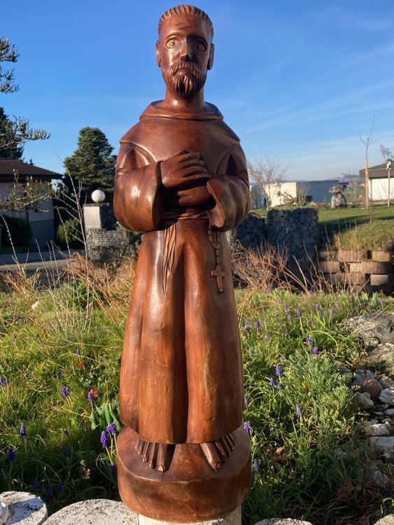 Heiligenfigur Mönch Holz geschnitzt 8.5 Kilogramm - Image 2