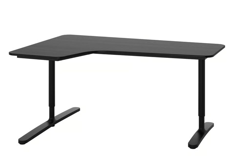 IKEA BEKANT Scrivania sinistra, impiallacciatura di frassino nero 160x110cm
