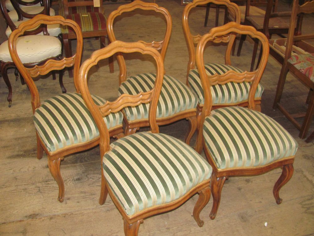 5x sedie uguali in stile antico con imbottitura OK - LIQ