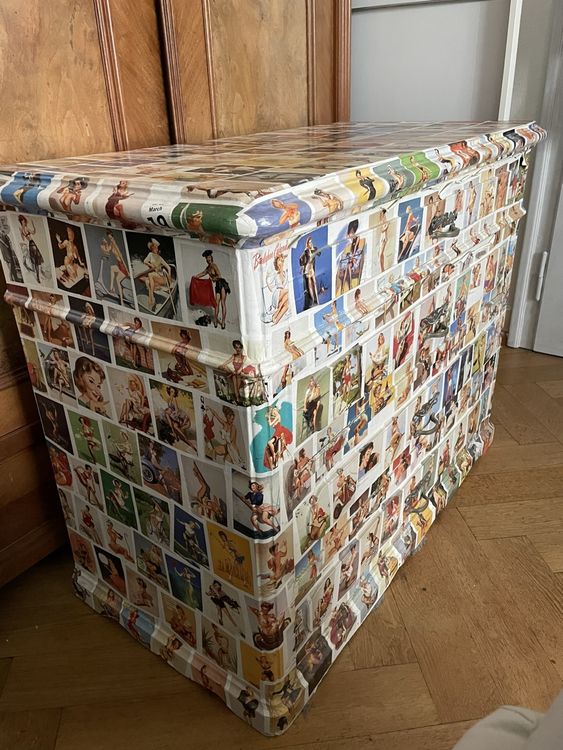 Comodino vintage con motivi Pin-Up - Design unico!