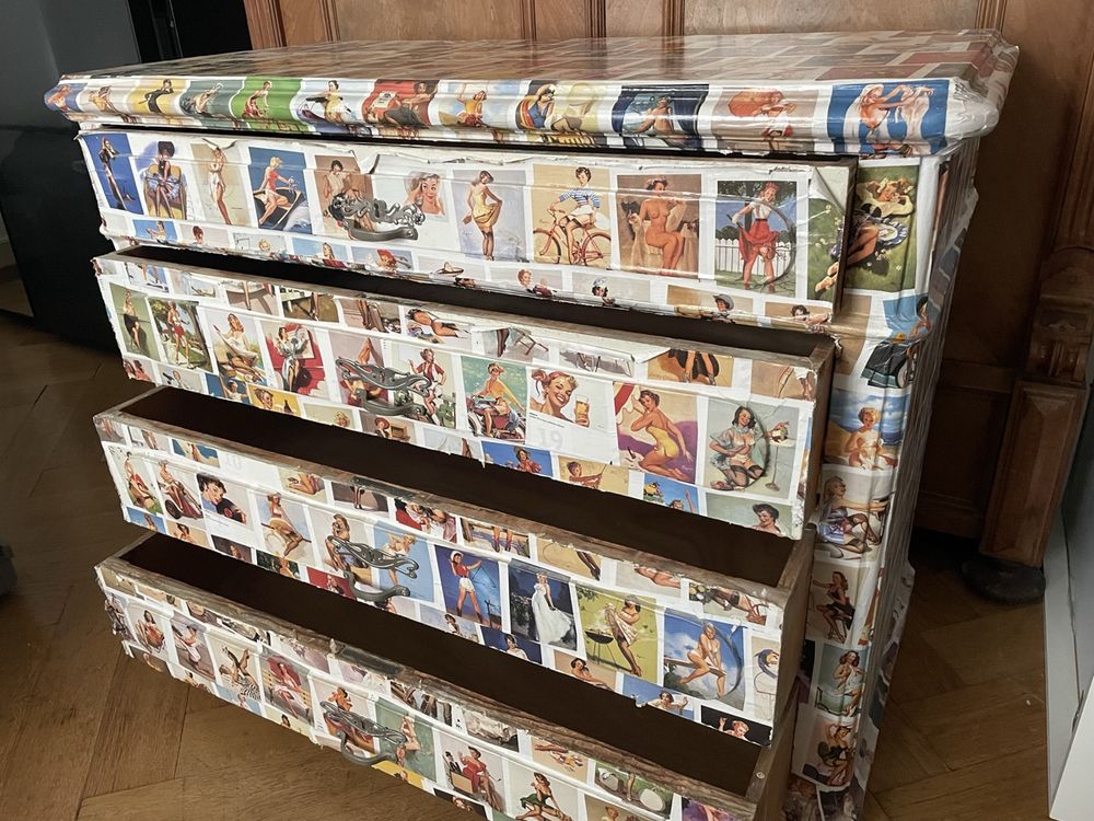 Comodino vintage con motivi Pin-Up - Design unico! - Image 2