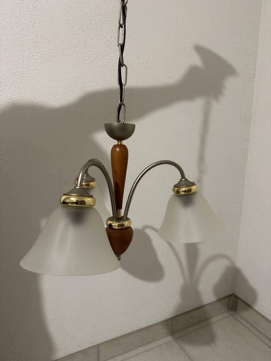 Lampada a sospensione elegante, legno/metallo, look vintage, ottimo stato - Image 1