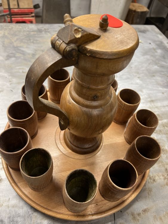 Botticino di legno con 12 bicchieri - Rara rarità vintage! - Image 2