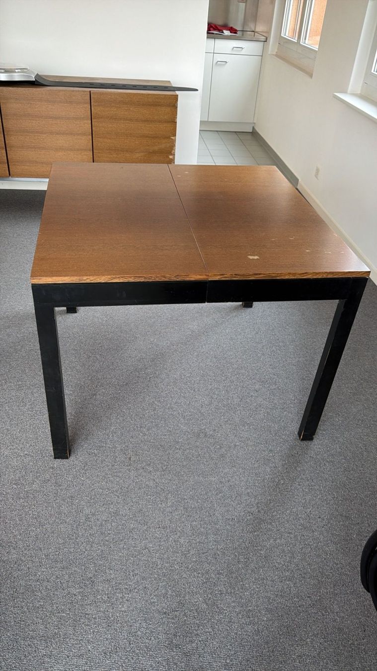 Tavolo da pranzo, estraibile, legno impiallacciato/metallo - Image 1