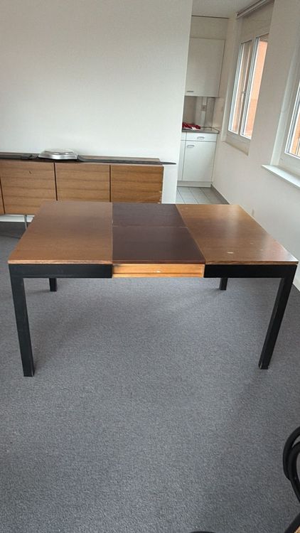 Tavolo da pranzo, estraibile, legno impiallacciato/metallo - Image 2