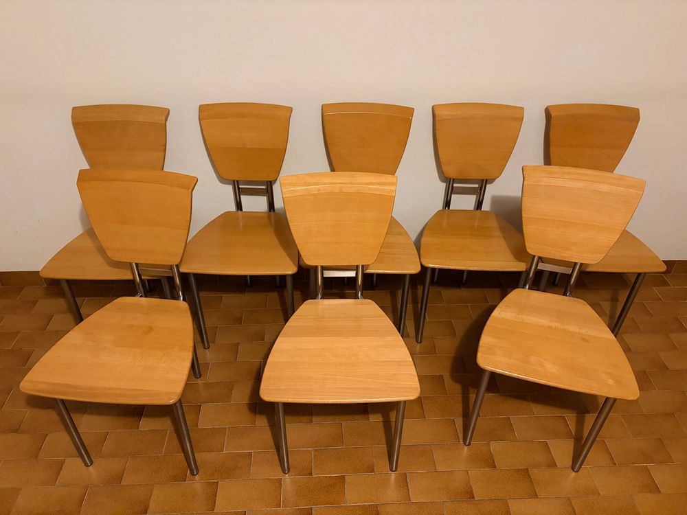 Set di 8 sedie in legno e metallo