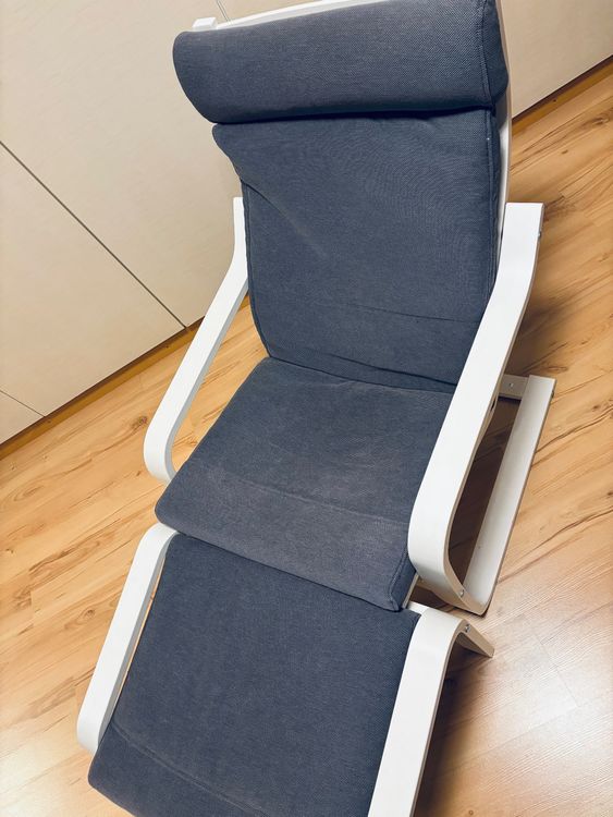 Ikea Poäng TV divano e sgabello in bianco, buono stato!