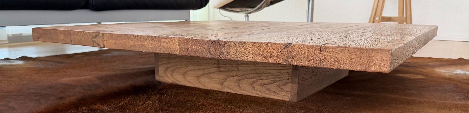 Divano in legno di quercia massiccio, tavolino, ottimo stato - Image 3