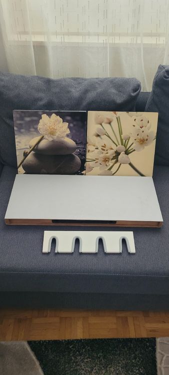 2 Quadri Zen 30x30 cm + Etagère Murale60x25, Déco Relaxante