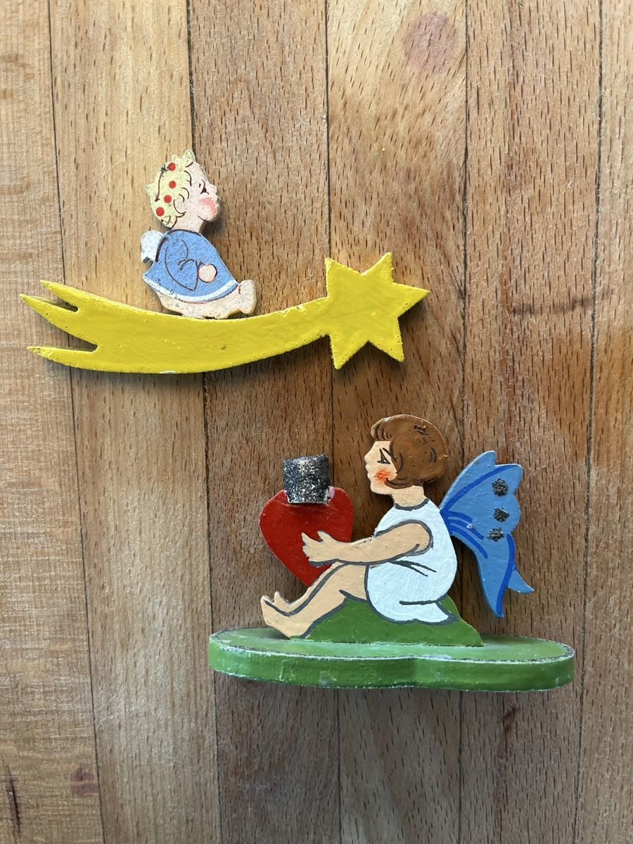 Portacandele Natale in legno con angeli - Image 1