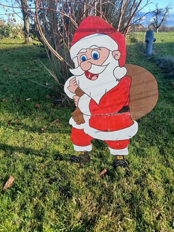 Decorazioni natalizie fatte a mano: Babbo Natale in legno, 12 pezzi