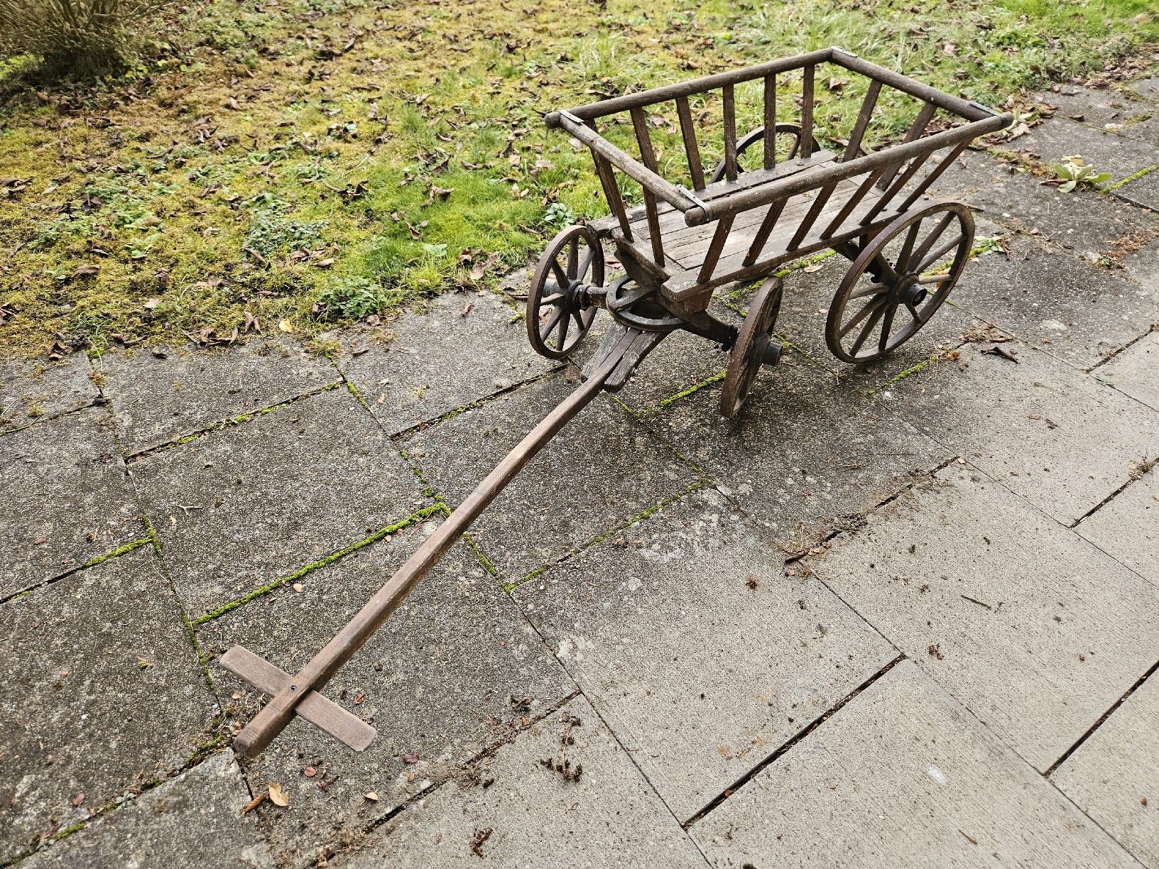 Vecchio carrello a mano, legno, decorazione, giardino - Image 3