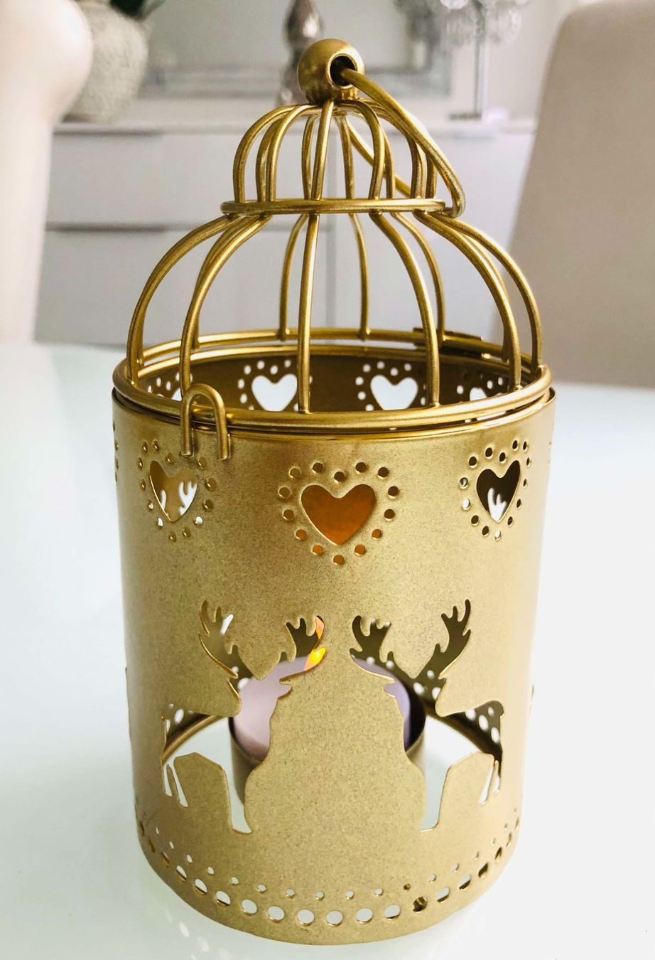 PREZZO SPECIALE PER UN SOLO PRODOTTO ‼️ Laterna di decorazioni di cervo 🦌 dorata NUOVA - Image 1