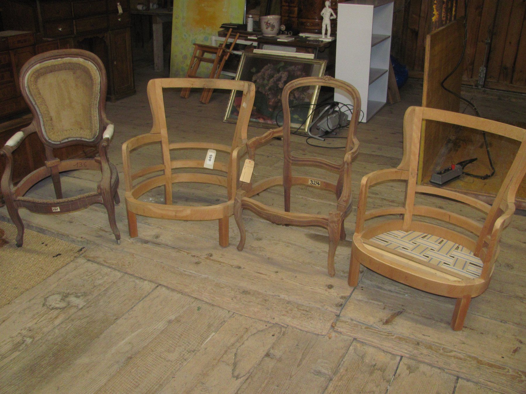 4x Sessel Fauteuil struttura in legno parzialmente restaurata LIQ - Image 1